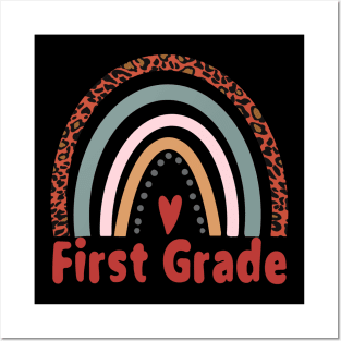 First Grade Gift Leopard Rainbow Posters and Art